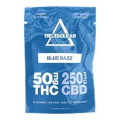 Blue Raspberry 5:1  CBD+THC Vegan  Gummies 50mg THC