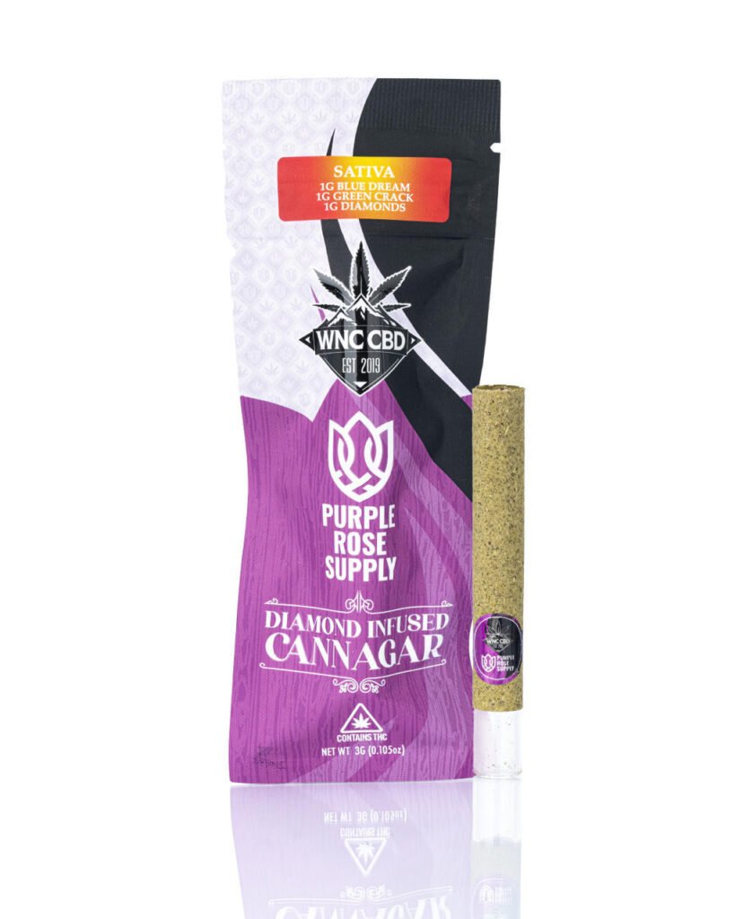WNC CBD 2g Pre-roll | Diamond Infused Cannagar | 1g Blue Dream | 1g Green Crack – Sativa
